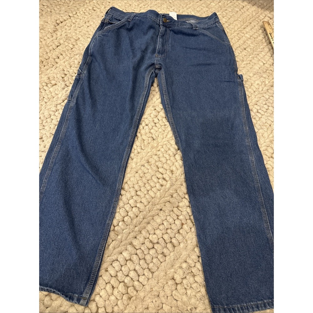 Key Men's Cargo Jeans 38x30 Relaxed Fit Wide Leg Dark Wash